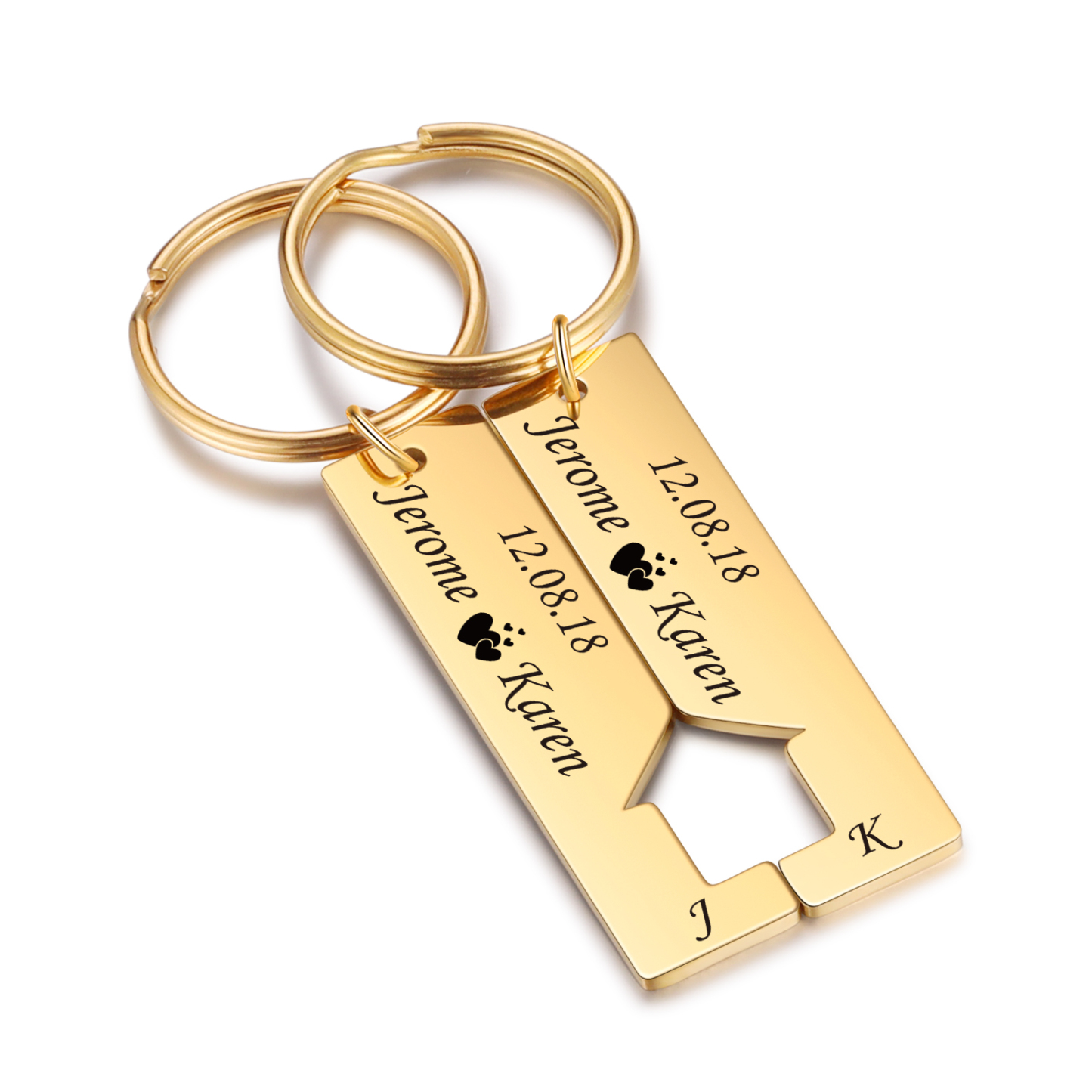 A mi querido-Llavero con casa encajada para pareja 2 nombres, 2 letras personalizadas con fecha-Jessemade ES