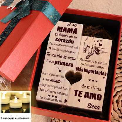 A mi madre-Candelero de madera de dos piezas sin candela 1 nombre personalizado