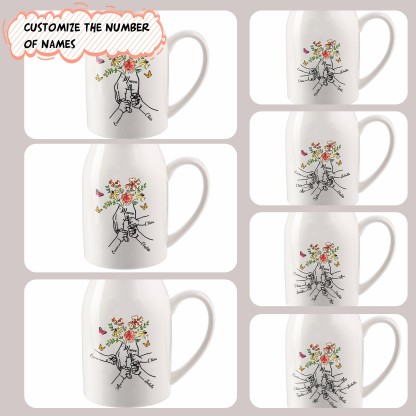 Florero de cerámica mano y manitos 2-8 nombres personalizados con texto decoración del hogar-Jessemade ES