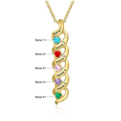 Collar de DNA 2-7 nombres y piedras personalizados-Jessemade ES