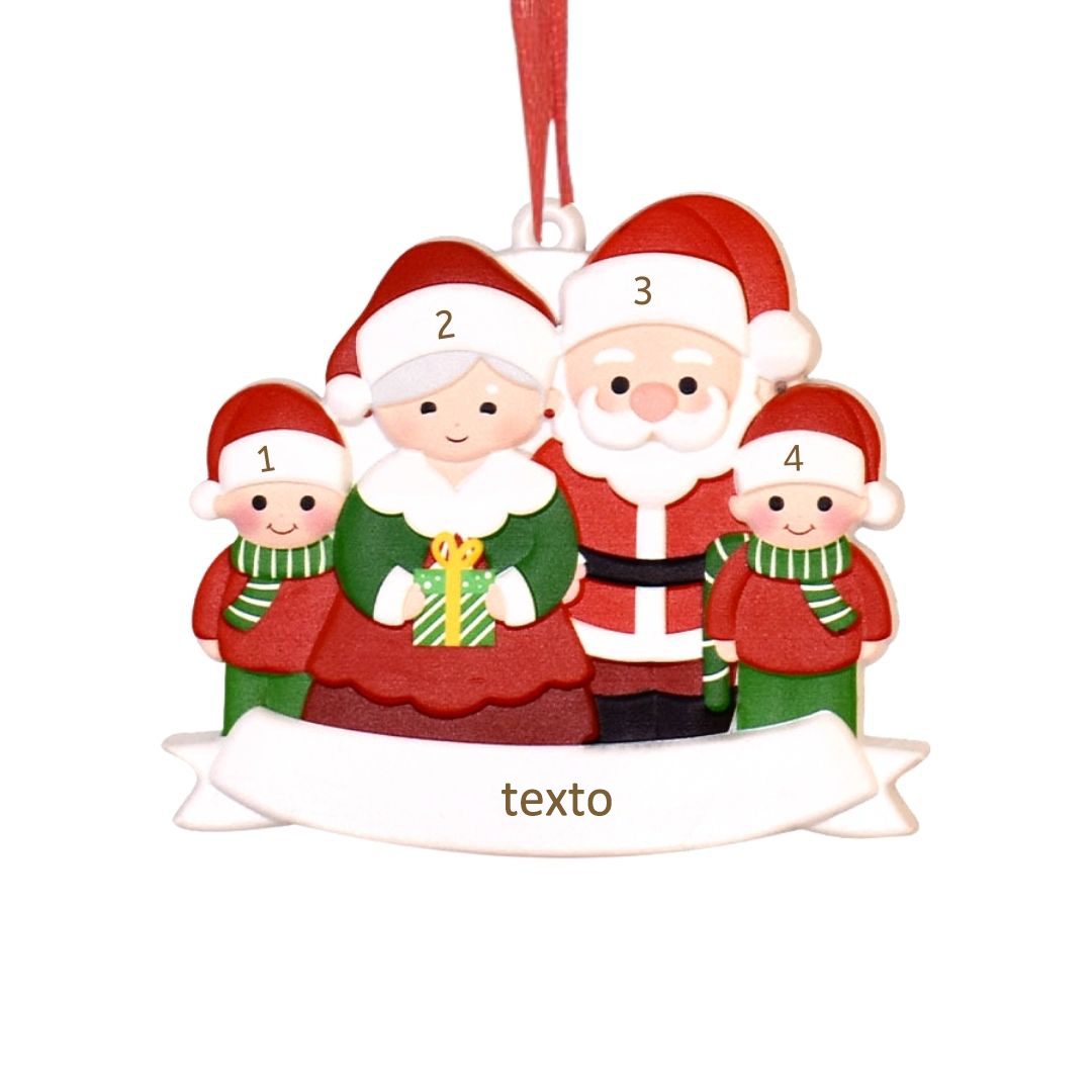 Navidad-Ornamentos muñecos navideños 4 nombres personalizados con texto adorno de árbol