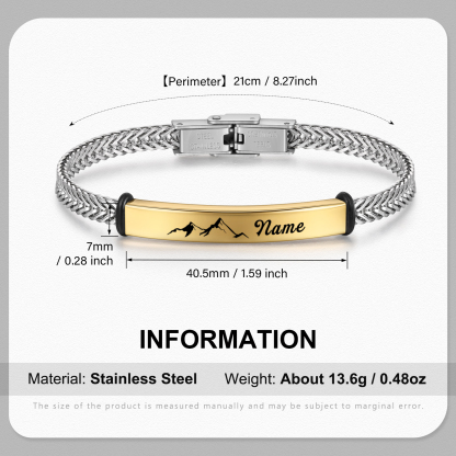 Pulsera de Cadena con Placa de Montaña Nombre Personalizado-Jessemade ES