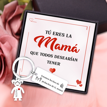 A mi mamá - Llavero 1-6 Nombres Personalizado con Charms de Niños-Jessemade ES