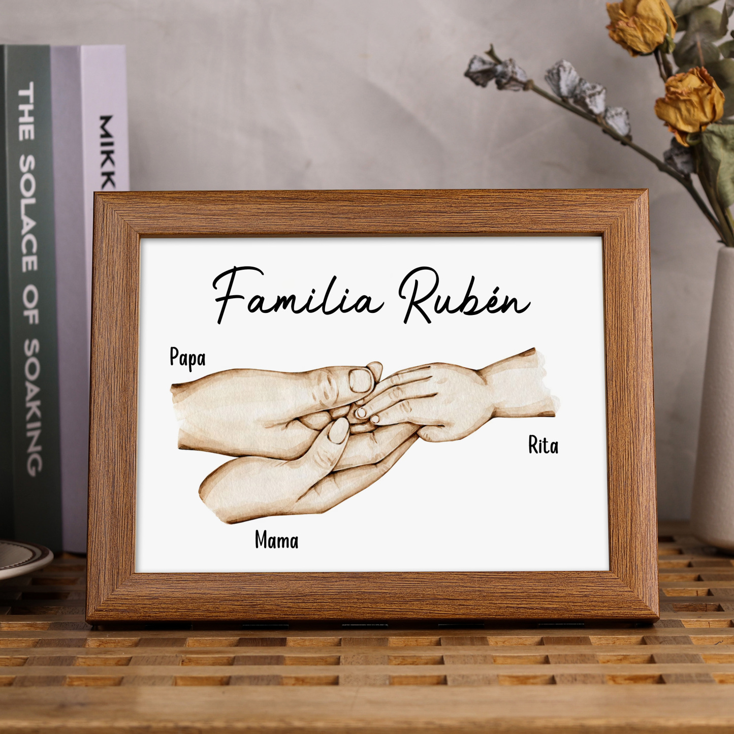 A mi papá-Marco de madera mano a mano 3 nombres personalizados con texto-Jessemade ES