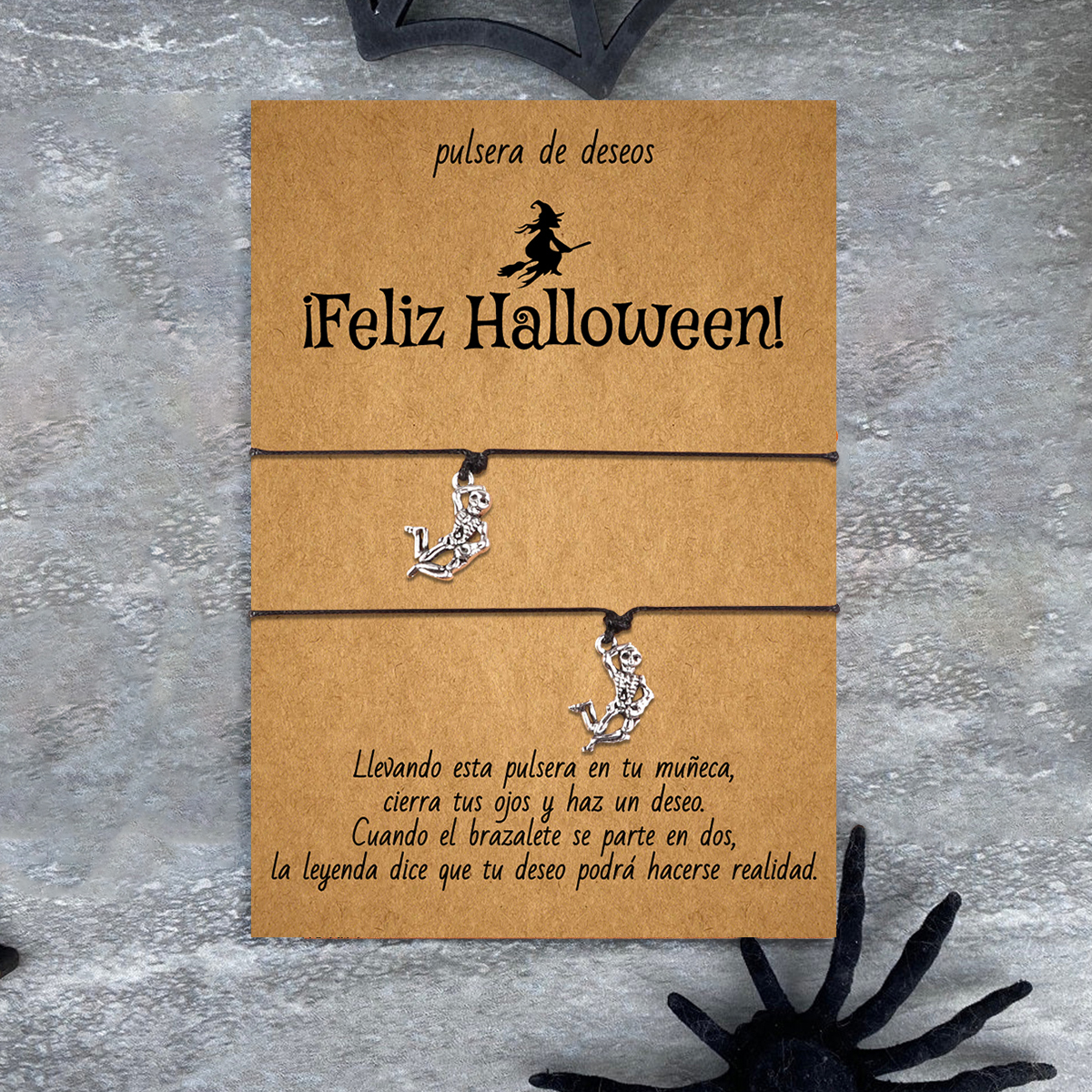 Pulsera de deseos-Unidad de 2 pulseras de esqueleto💀 ¡Feliz Halloween!-Jessemade ES