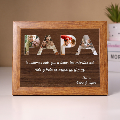 A mi papá - Marco de madera 1 texto y 4 fotos personalizados-Jessemade ES