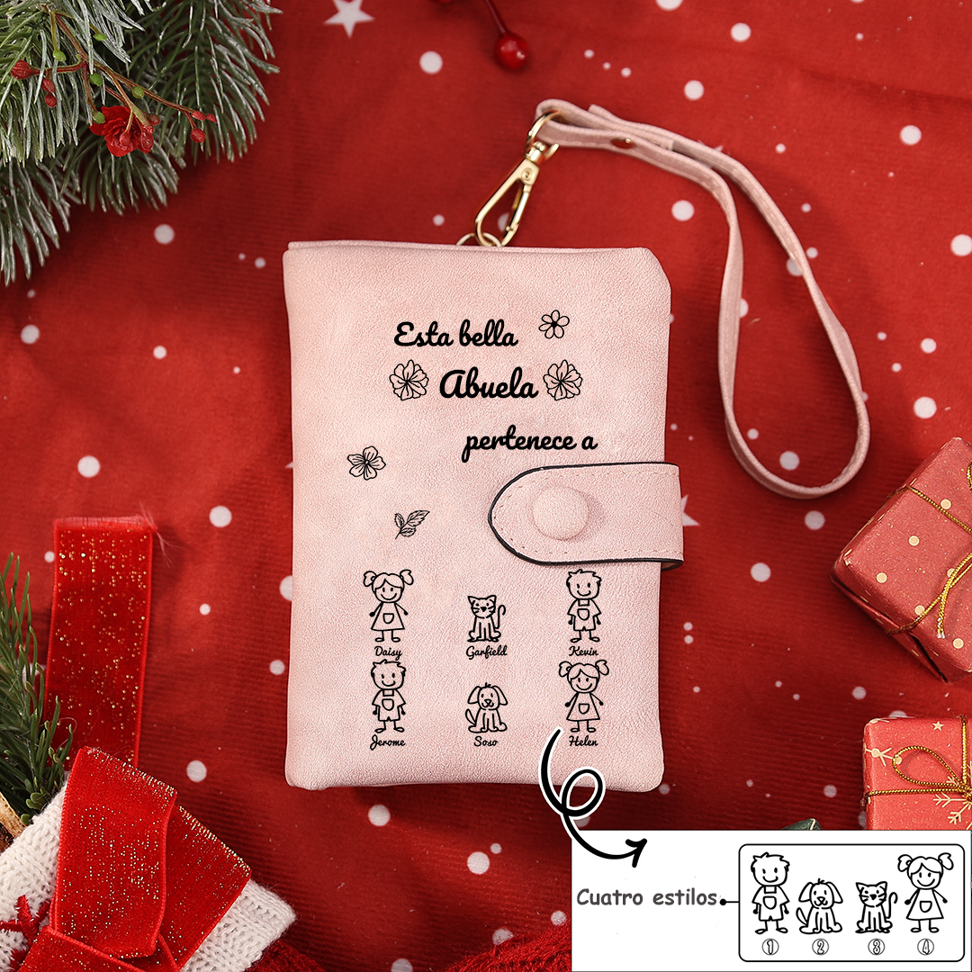 A mi abuela-Cartera, billetera con dibujos seleccionados 6 nombres personalizados monedero clásico para mujer | Jessemade