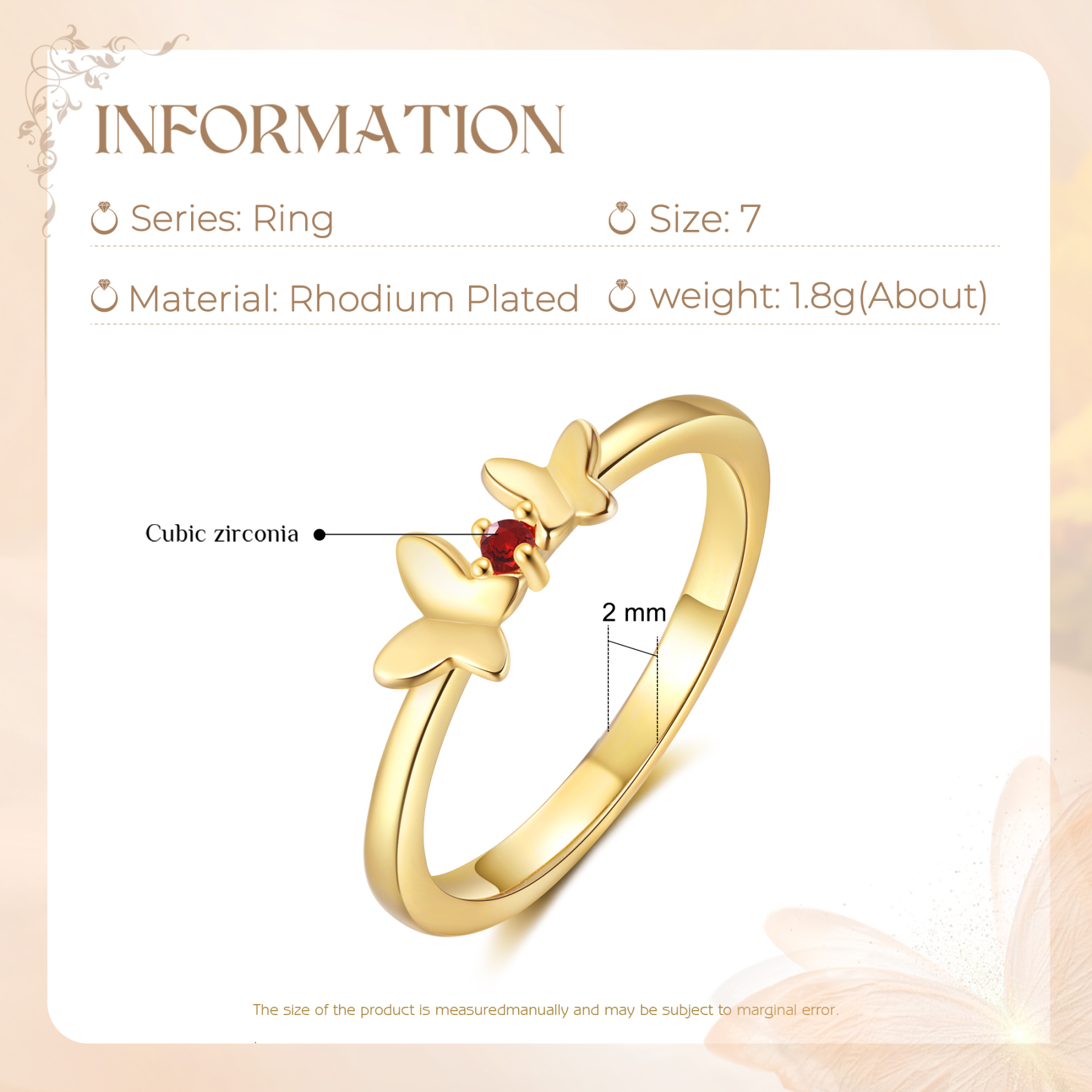 Anillo de mariposa personalizado con 1 piedra de nacimiento anillo familia-Jessemade ES
