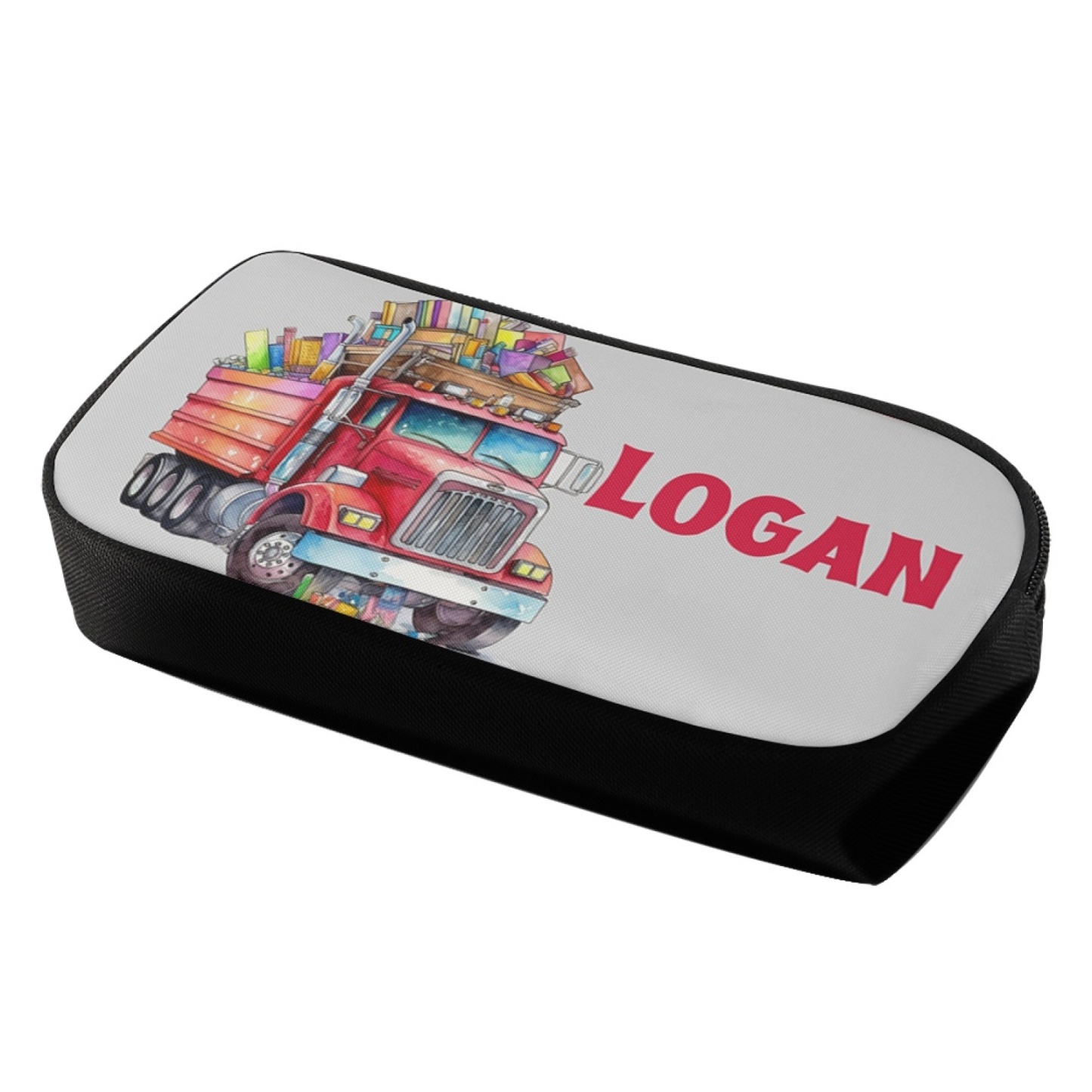 Estuche personalizado con nombre con diseños coloridos de coches/cars para niños