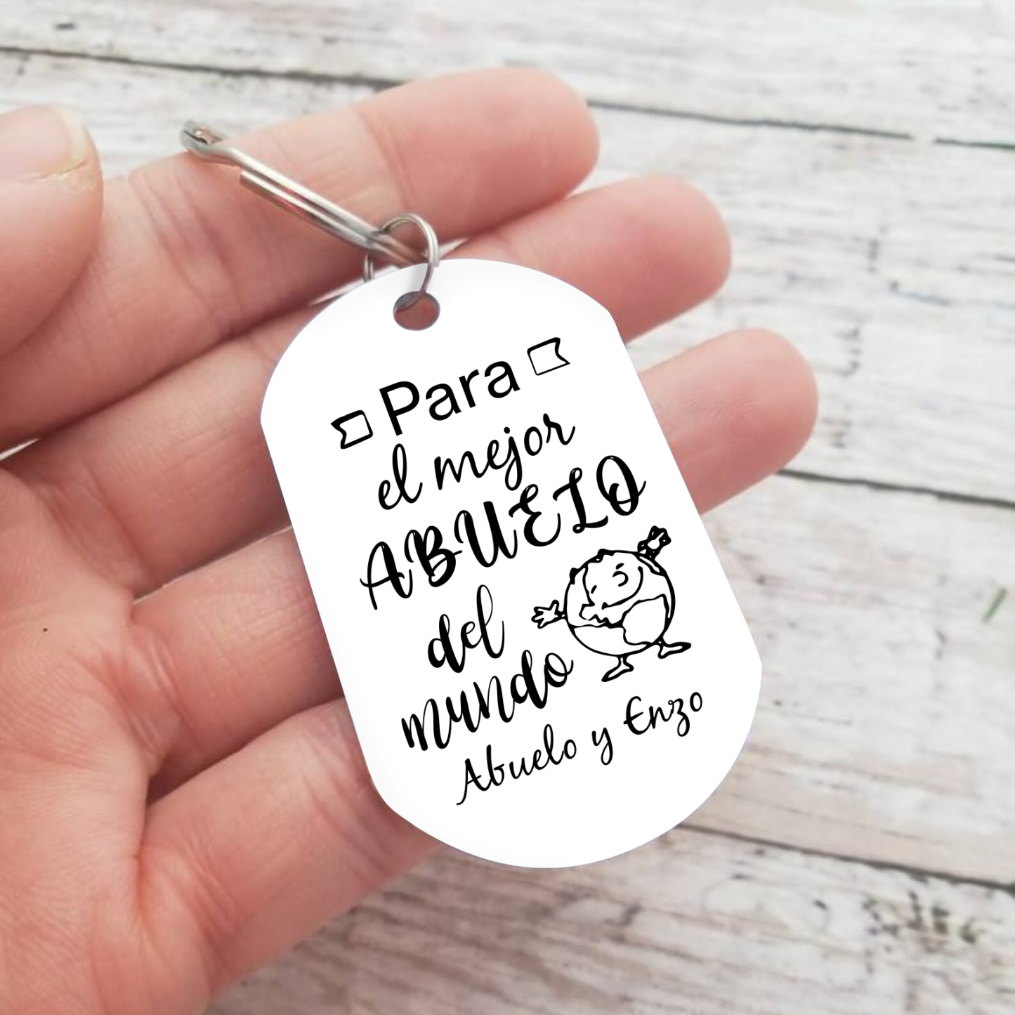 A mi abuelo-Llavero EL MEJOR ABUELO DEL MUNDO personalizado con 1 texto-Jessemade ES