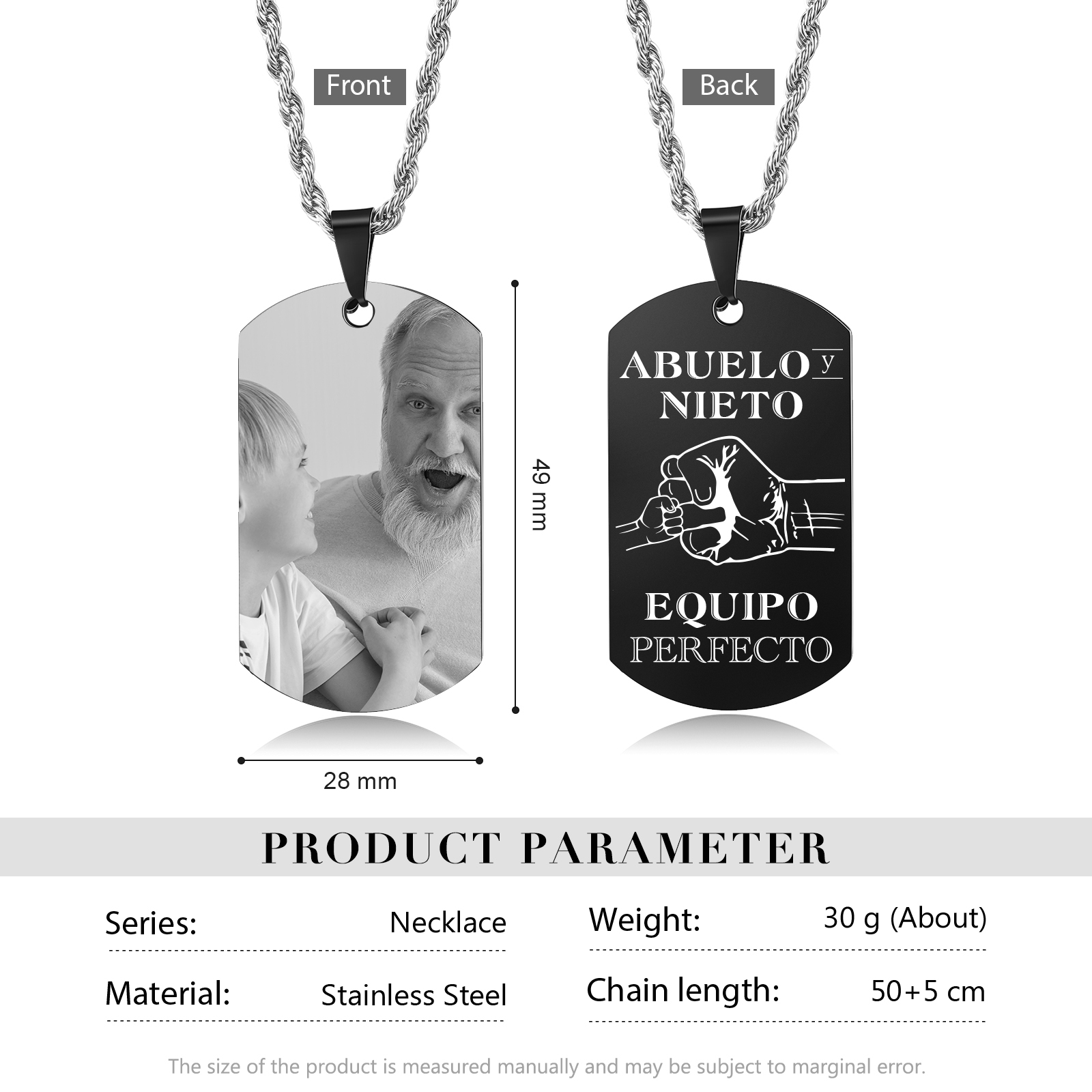 A MI ABUELO-Collar abuelo y nieto de placa personalizada con foto-Jessemade ES