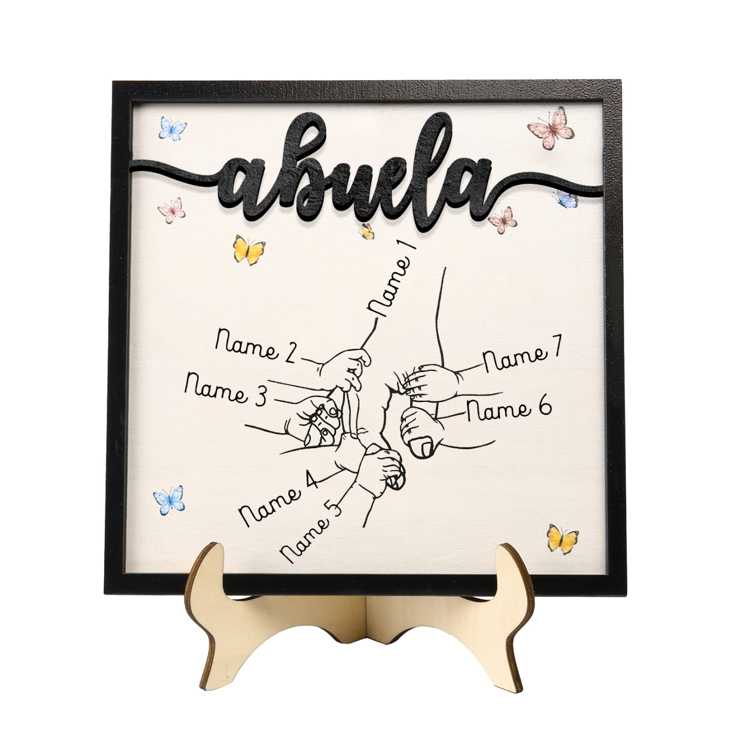 A mi abuela-Adorno 2-7 nombres personalizados decoración de madera mano con manitos-Jessemade ES