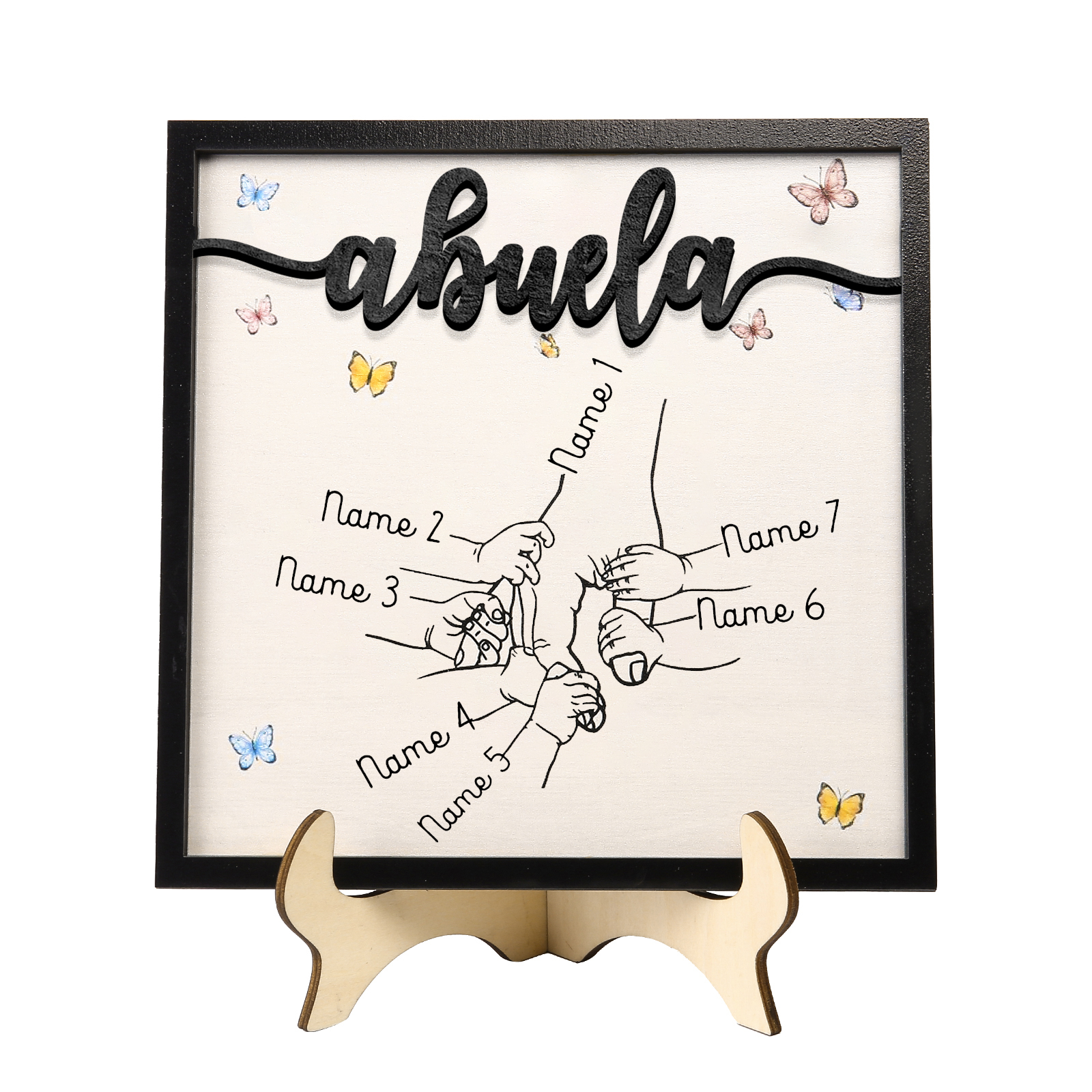 A mi abuela-Adorno 2-7 nombres personalizados decoración de madera mano con manitos-Jessemade ES