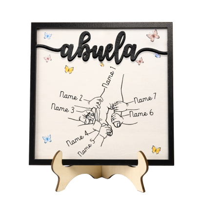 A mi abuela-Adorno 2-7 nombres personalizados decoración de madera mano con manitos-Jessemade ES