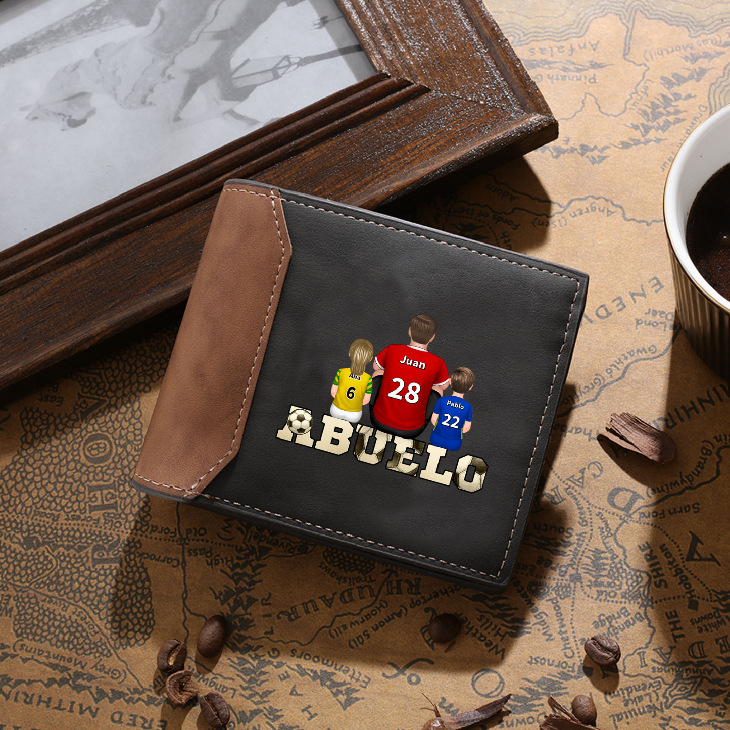 Para abuelo - Cartera personalizada para abuelo con nombres de nietos – Cartera de cuero PU con diseño familiar, regalo funcional Día de los Abuelos