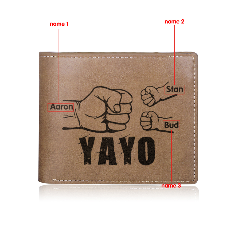 A mi abuelo-Cartera 2-5 nombres personalizados billetera clásica puño con puño -Jessemade ES