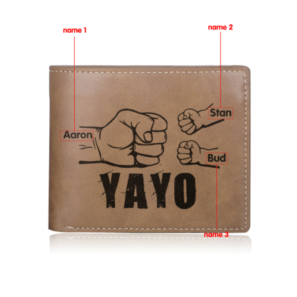 A mi abuelo-Cartera 2-5 nombres personalizados billetera clásica puño con puño -Jessemade ES