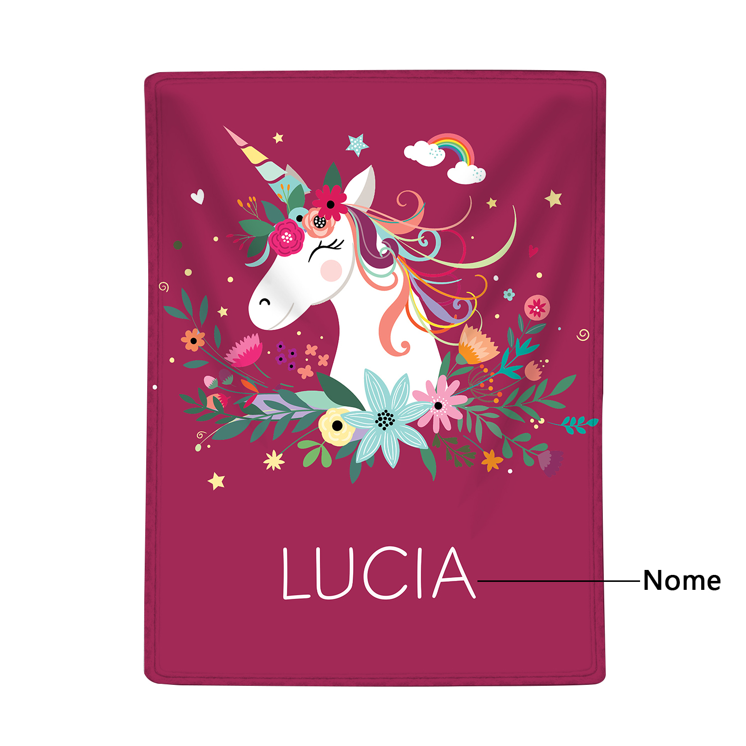 Manta de buen calidad con Unicornio personalizada con 1 nombre-Jessemade ES