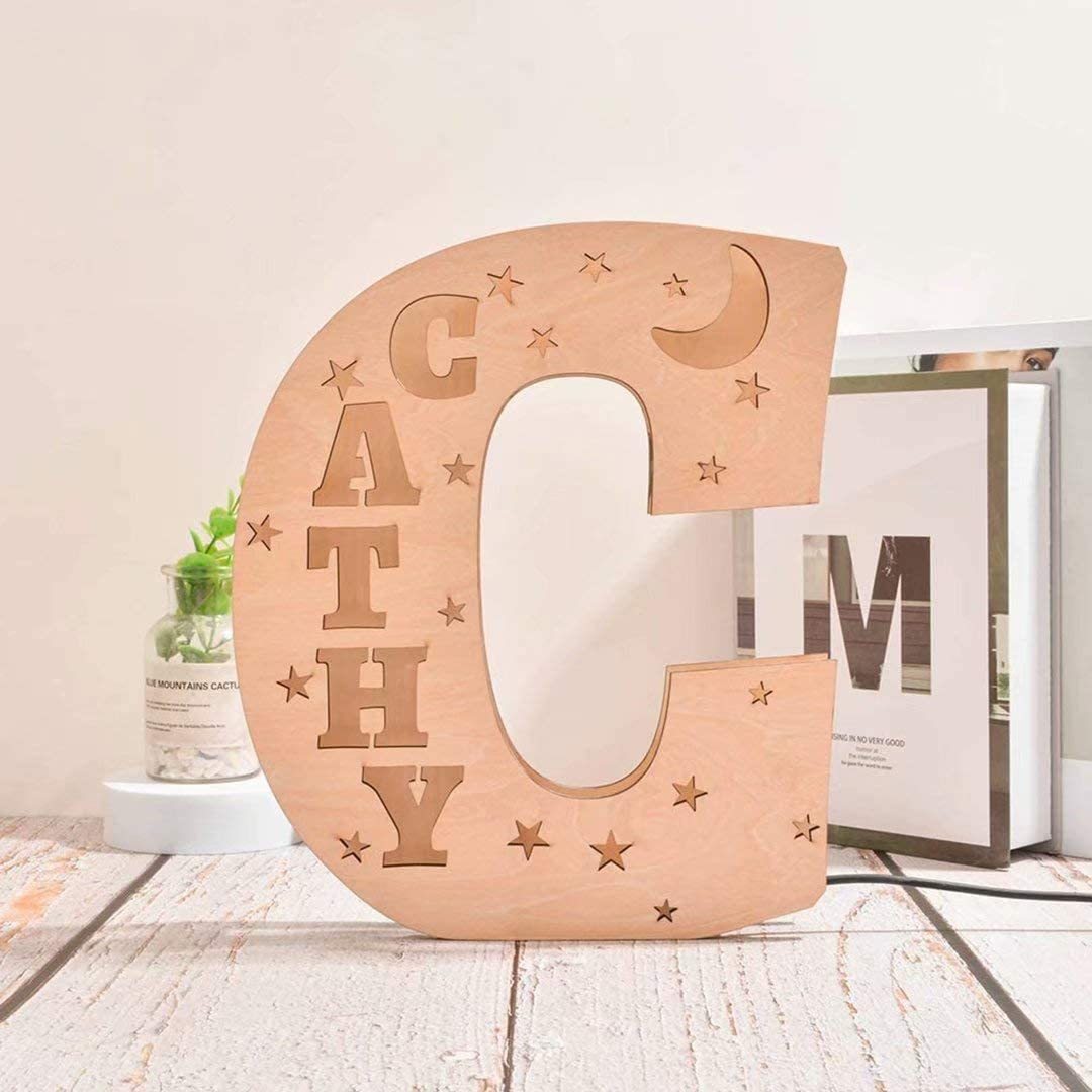 Lámpara 3D Ilusión Luz de Noche LED 26 Letras con 1 nombre personalizado-Jessemade ES