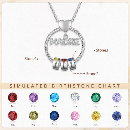 Collar con colgante de "MADRE" con 3 nombres y 3 piedras de nacimiento personalizados | Jessemade-Jessemade ES