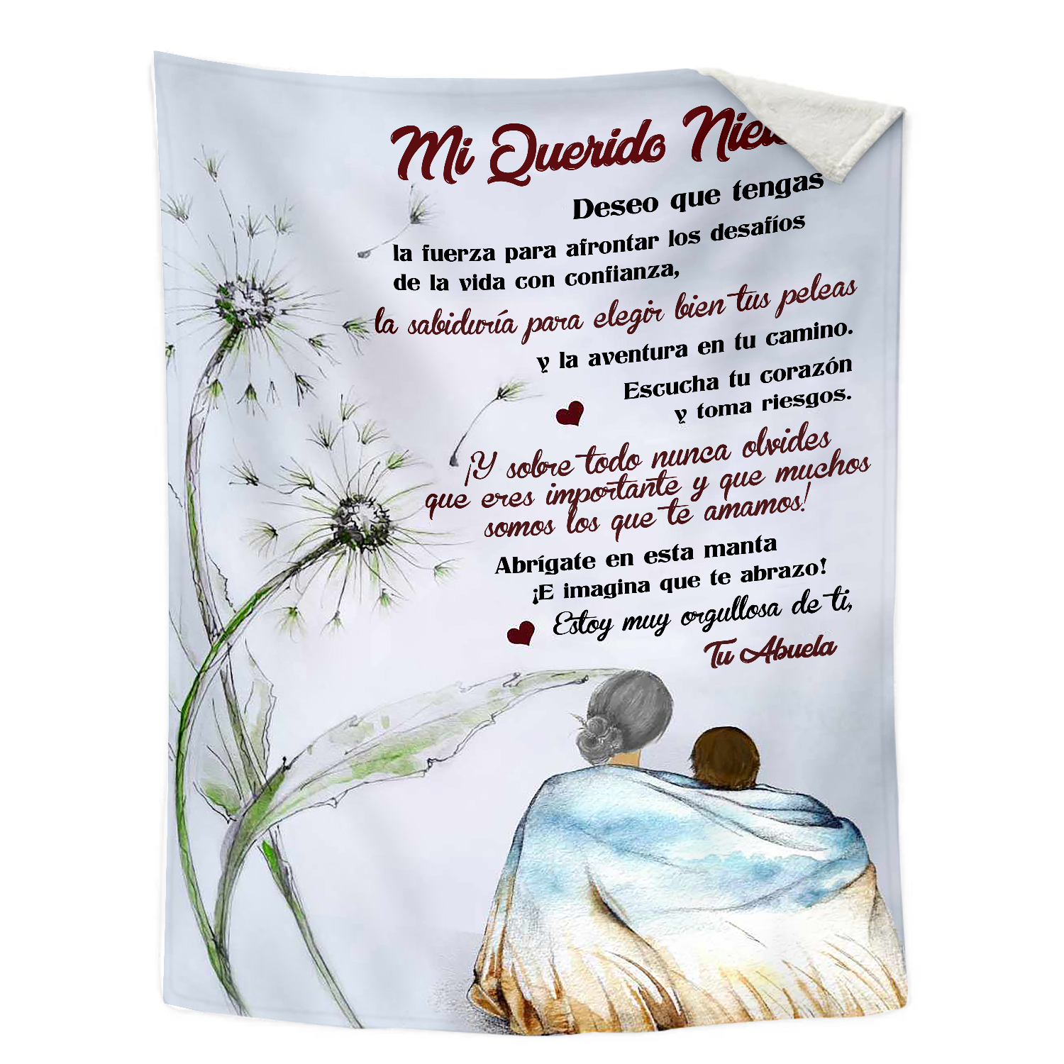 A mi nieto-Manta de buen calidad con frase amoroso de abuela a nieto-Jessemade ES