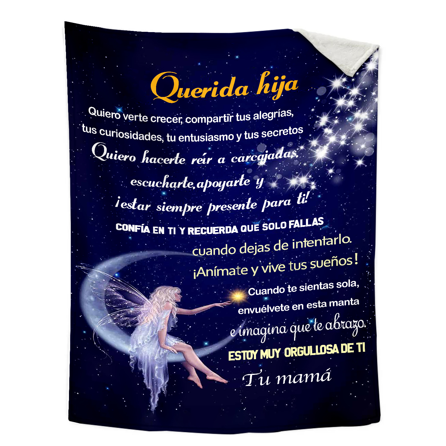 A mi hija-Manta de buen calidad con frase amoroso de mamá a hija-Jessemade ES