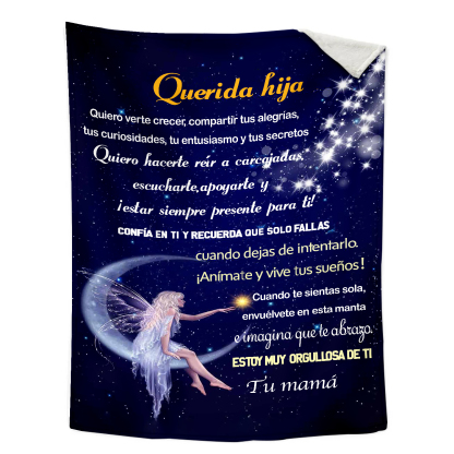 A mi hija-Manta de buen calidad con frase amoroso de mamá a hija-Jessemade ES