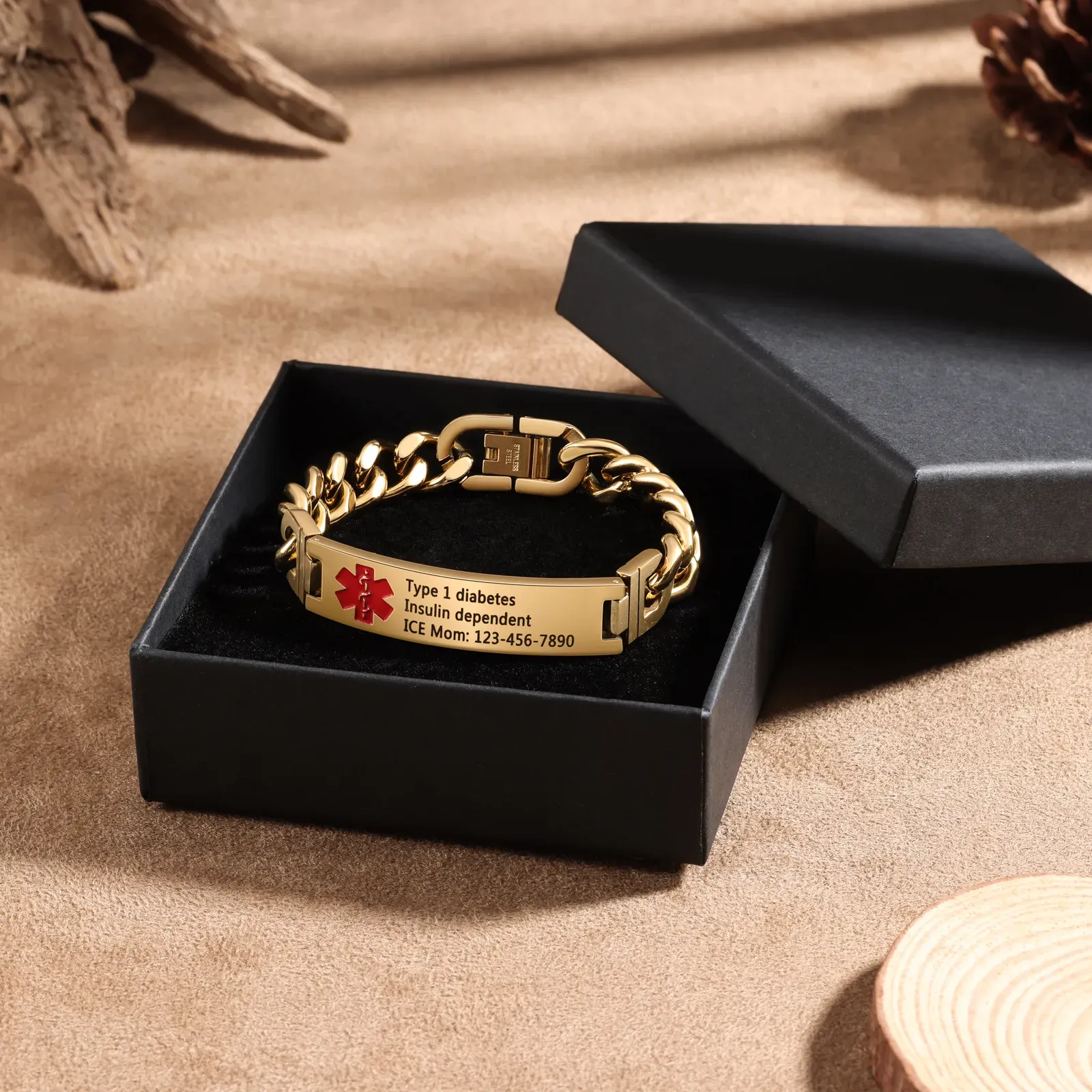 Pulsera de identificación médica personalizada, regalo práctico para papá, mamá, abuelo, abuela, amigo | Jessemade