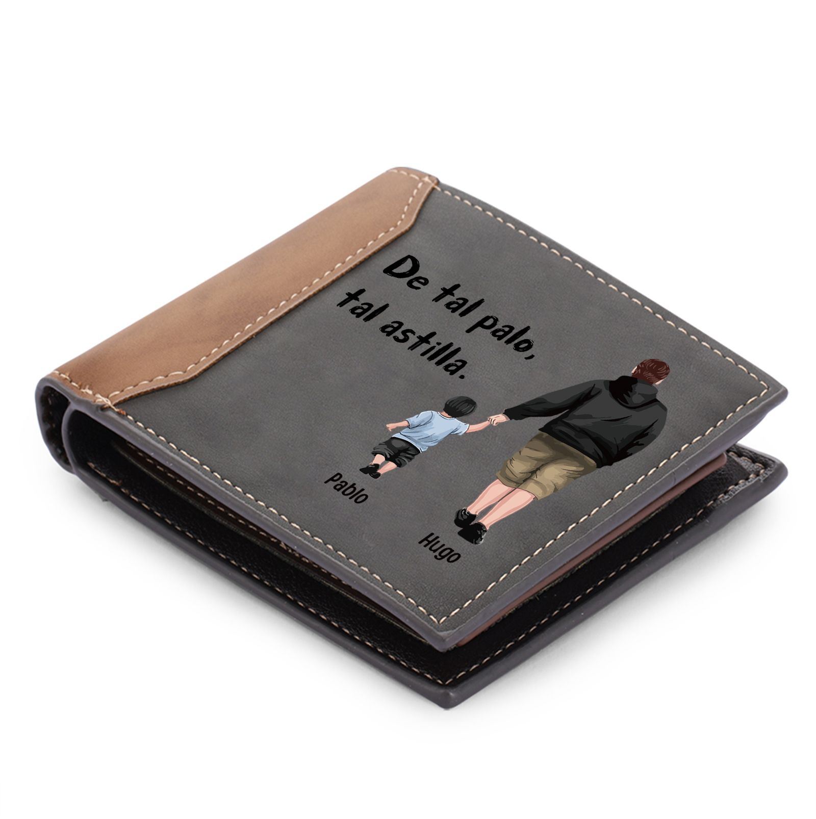 A mi papá-Cartera, billetera clásica siluetas 2-3 nombres personalizados para hombre monedero-Jessemade ES