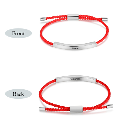 Pulsera de cuerda tejida a mano con nombre y texto personalizados seis colores placa plateada