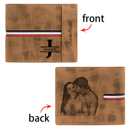 Cartera, billetera personalizada con 1 foto, 1 nombre y 1 letra monedero para hombre-Jessemade ES