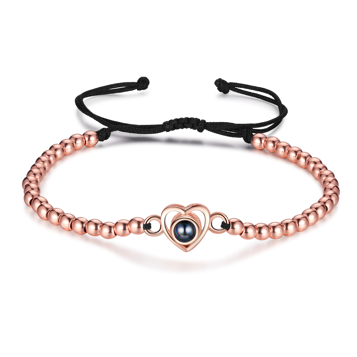 Pulsera con proyección de foto en color con dije de corazón pulsera de perlas ajustable-Jessemade ES