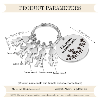 A mi mamá - Llavero con 5 nombres personalizados en "niños"-Jessemade ES