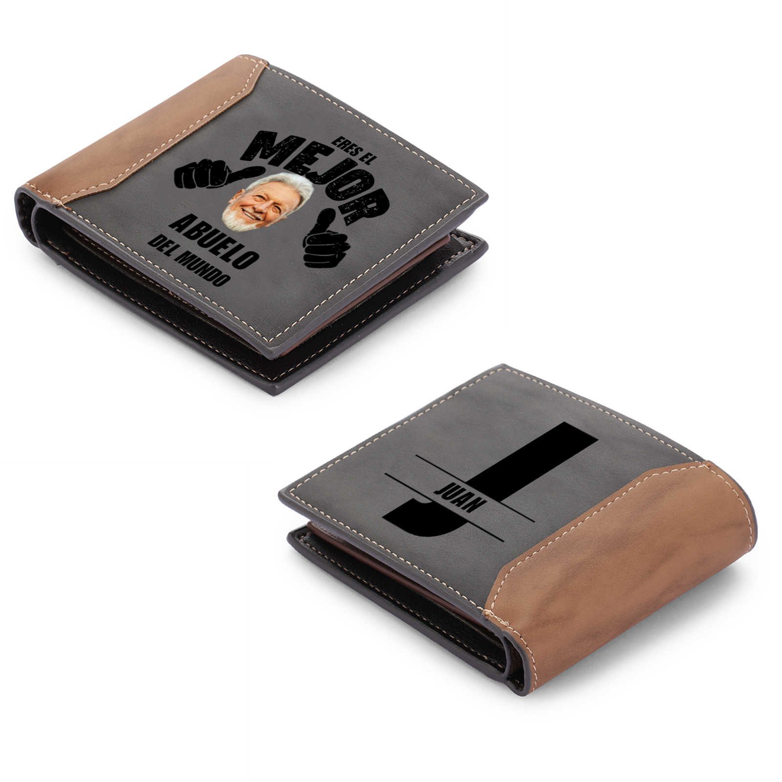 A abuelo/papá-Cartera, billetera clásica foto, nombre y letra personalizados | Jessemade