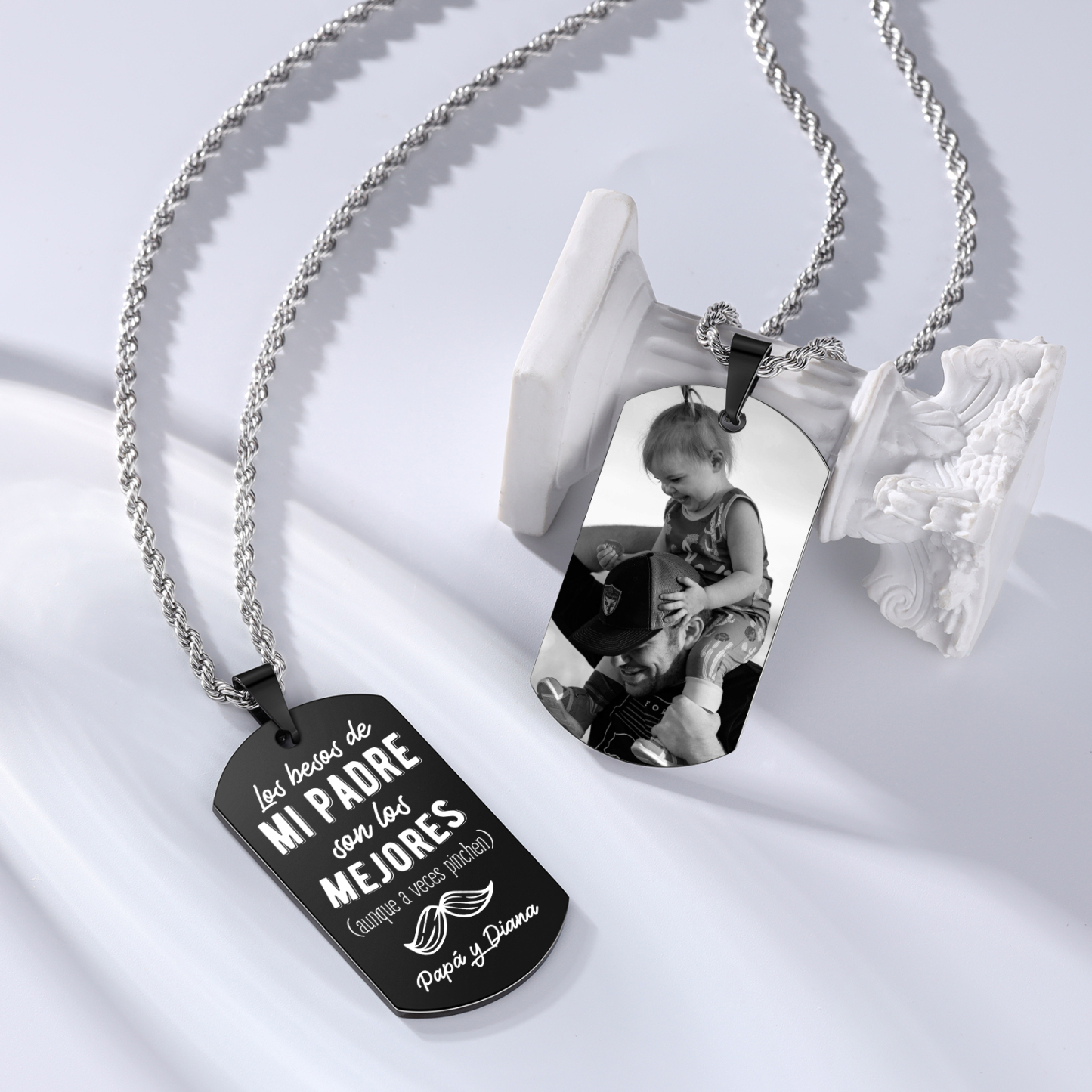 A MI PAPÁ-Collar de placa personalizada con texto y foto-Jessemade ES