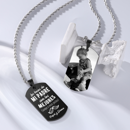 A MI PAPÁ-Collar de placa personalizada con texto y foto-Jessemade ES