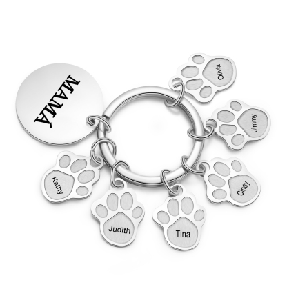 A mi familia - Llavero con 6 nombres personalizados en patas con texto-Jessemade ES