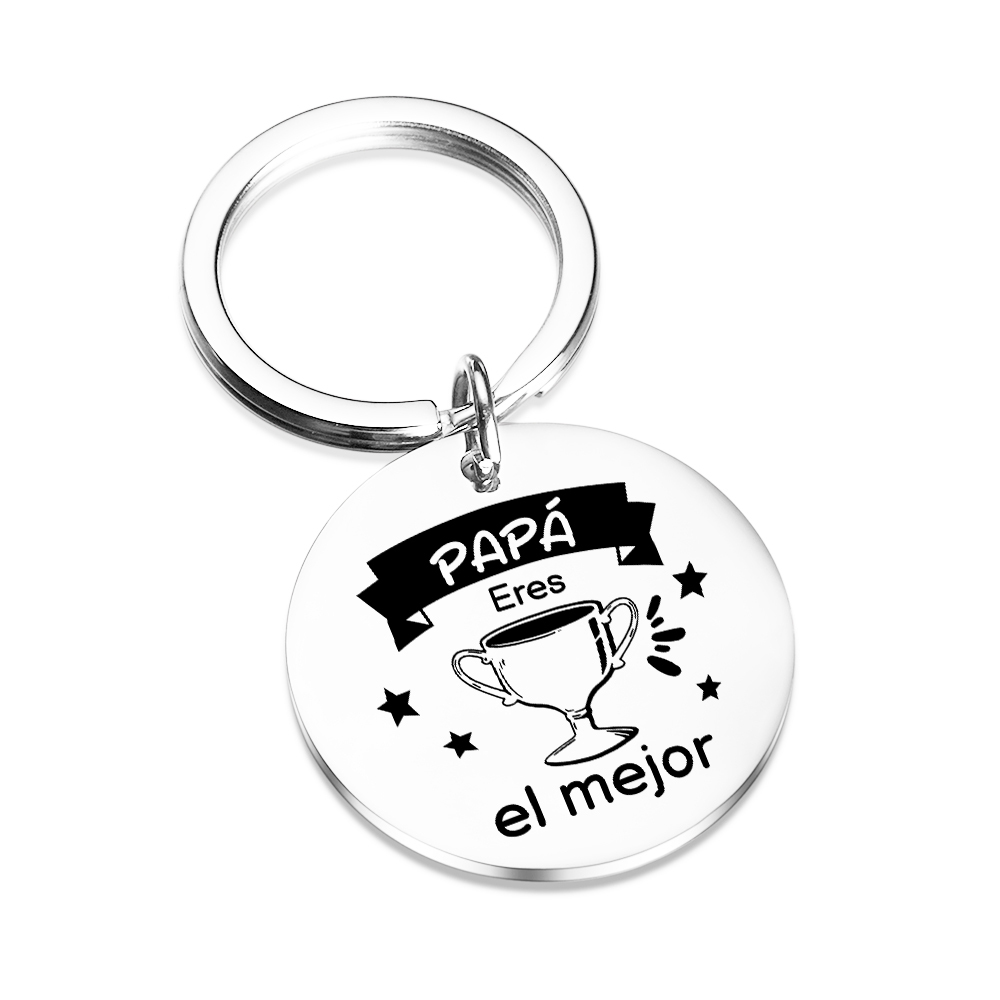 A mi papá-Llavero de placa redonda "Papá eres el mejor"-Jessemade ES