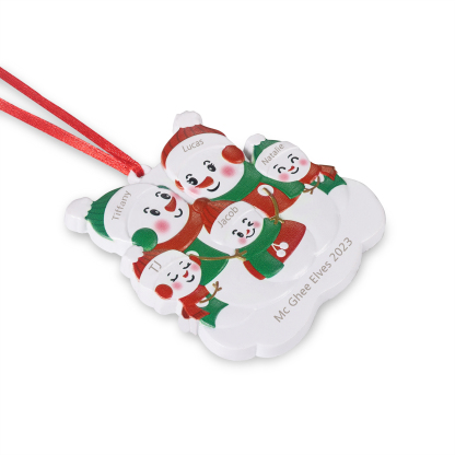 Navidad-Ornamento de resina con muñecos de nieve 5 nombres personalizados con texto adorno de árbol