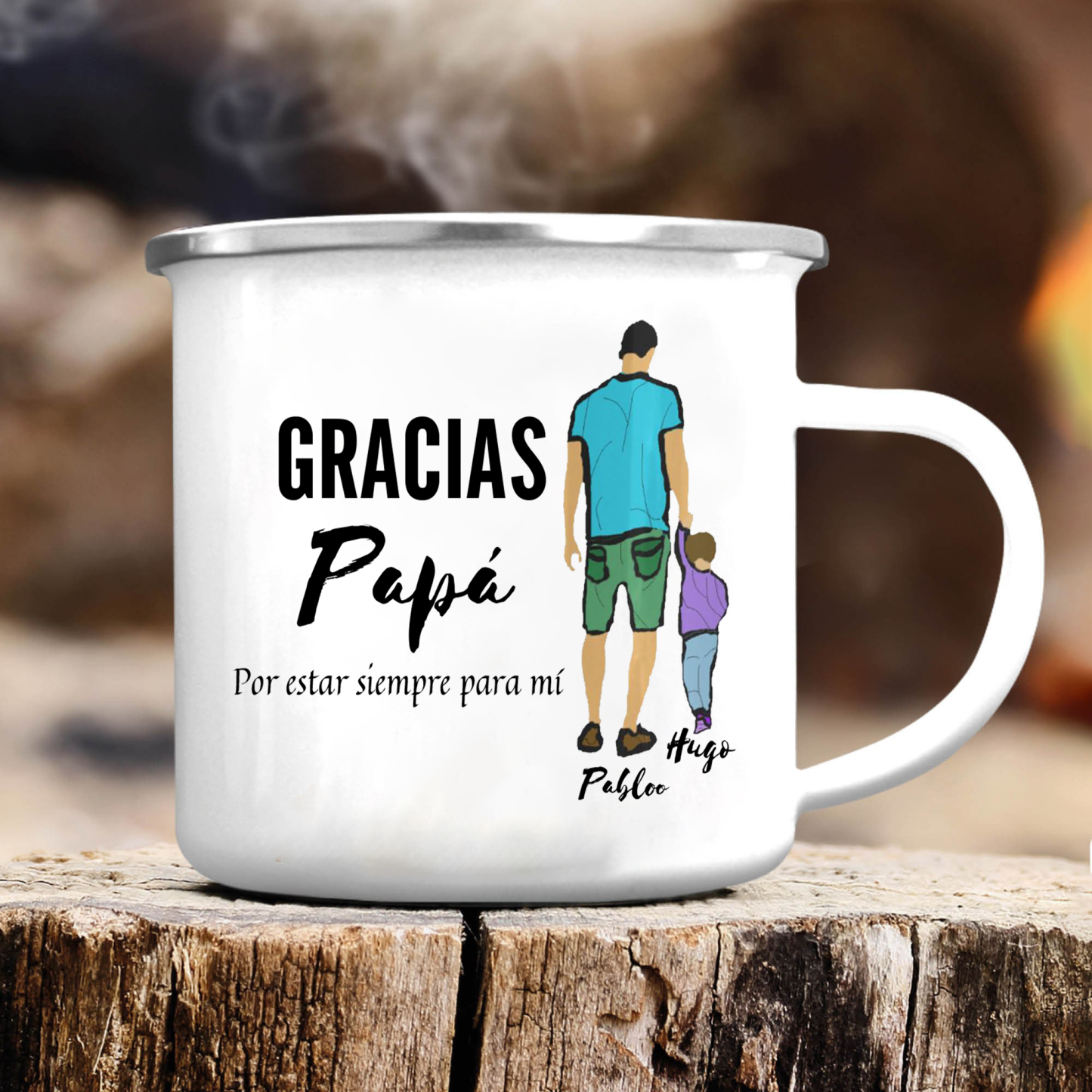 Taza para papá con 2 nombres personalizados-Jessemade ES