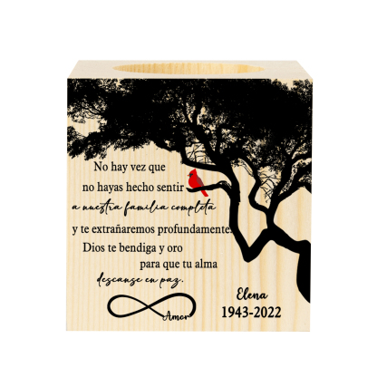 Navidad en el paraíso-Candelero en memoria de ser querido personalizado con nombre y años de madera sin vela-Jessemade ES