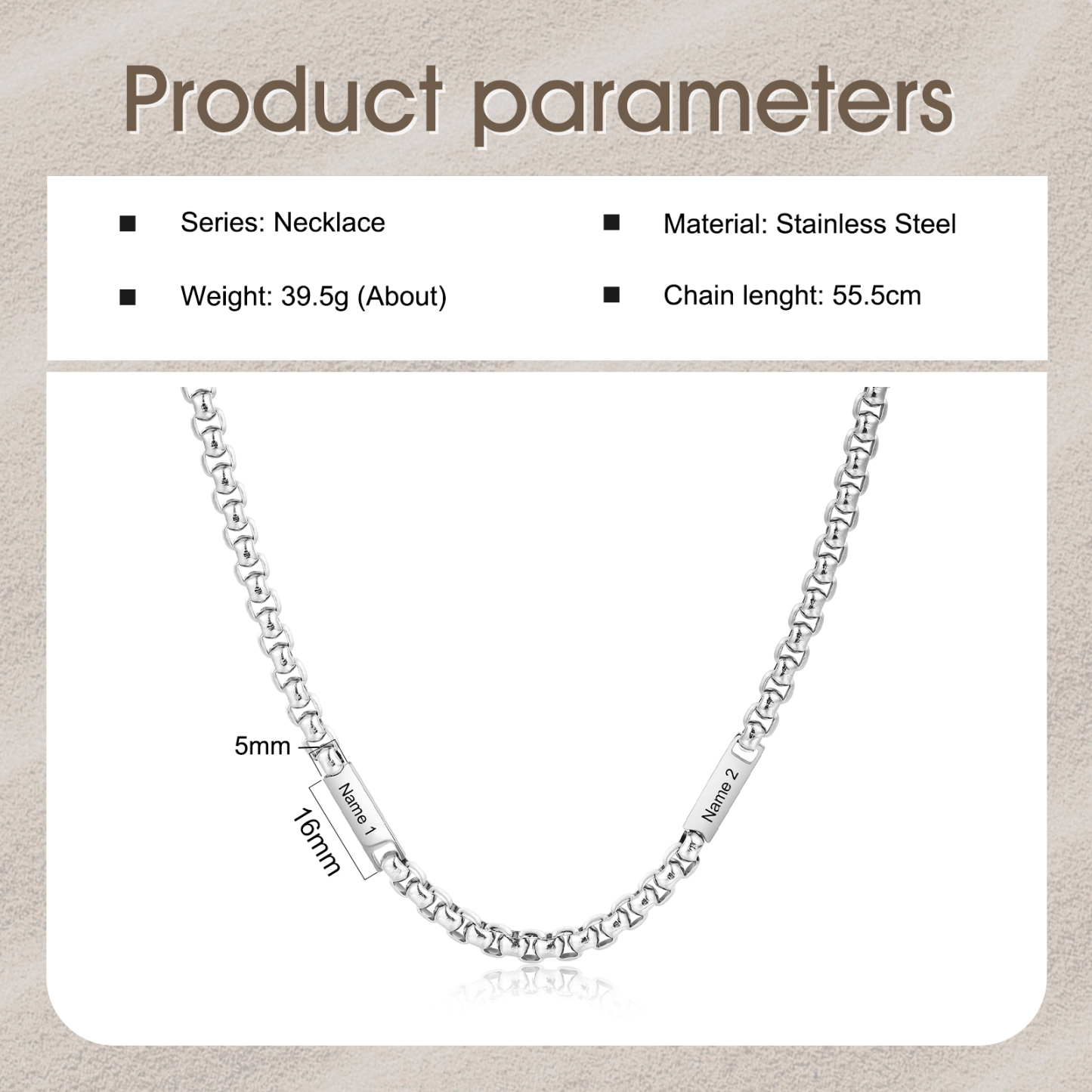 A mi hombre-Collar de cadena personalizado con 2 nombres para hombre-Jessemade ES