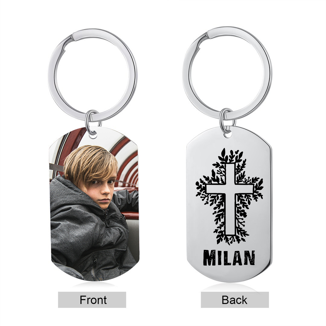Comunión-Llavero con icono de comunión 1 foto y 1 nombre personalizados-Jessemade ES