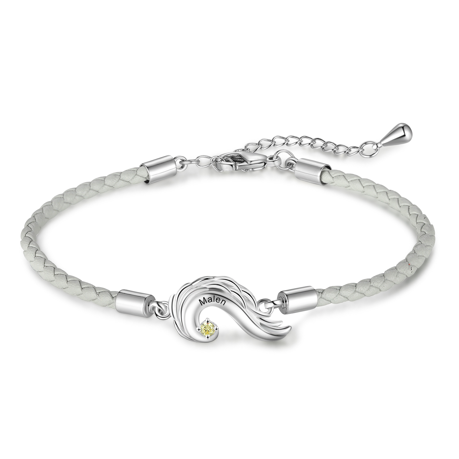 Caja Navidad-Pulsera de pareja 2 nombres personalizados con 2 piedras de nacimiento-Jessemade ES