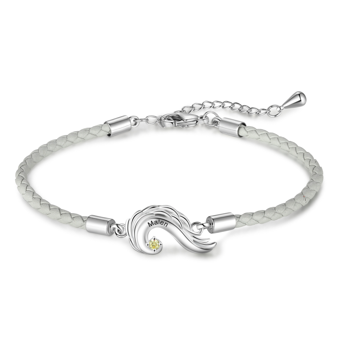 Caja Navidad-Pulsera de pareja 2 nombres personalizados con 2 piedras de nacimiento-Jessemade ES