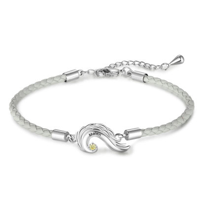 Caja Navidad-Pulsera de pareja 2 nombres personalizados con 2 piedras de nacimiento-Jessemade ES