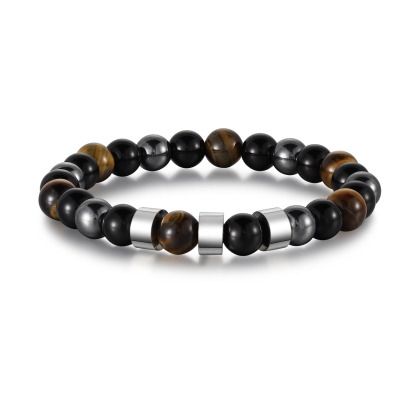 Pulsera de tres tipos de perlas personalizada con 3 nombres para hombre-Jessemade ES