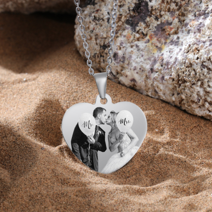 Collar de corazón con 1 foto personalizada y 1 nombre