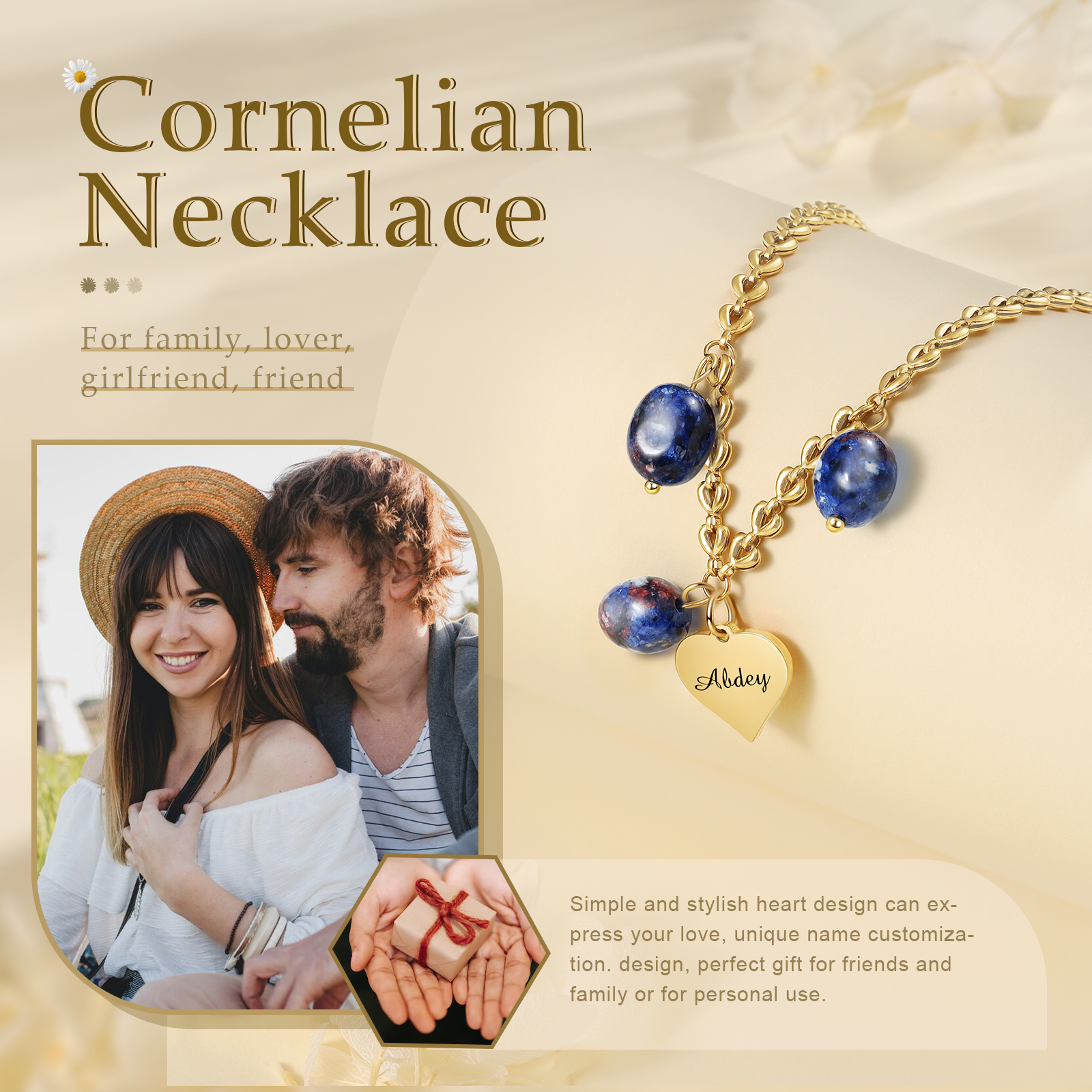 Collar con colgantes de cornalia 1 nombre personalizado-Jessemade ES