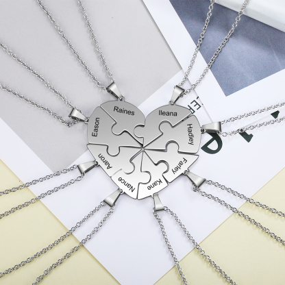 Collares de corazón 8 piezas de rompecabezas 8 nombres personalizados-Jessemade ES
